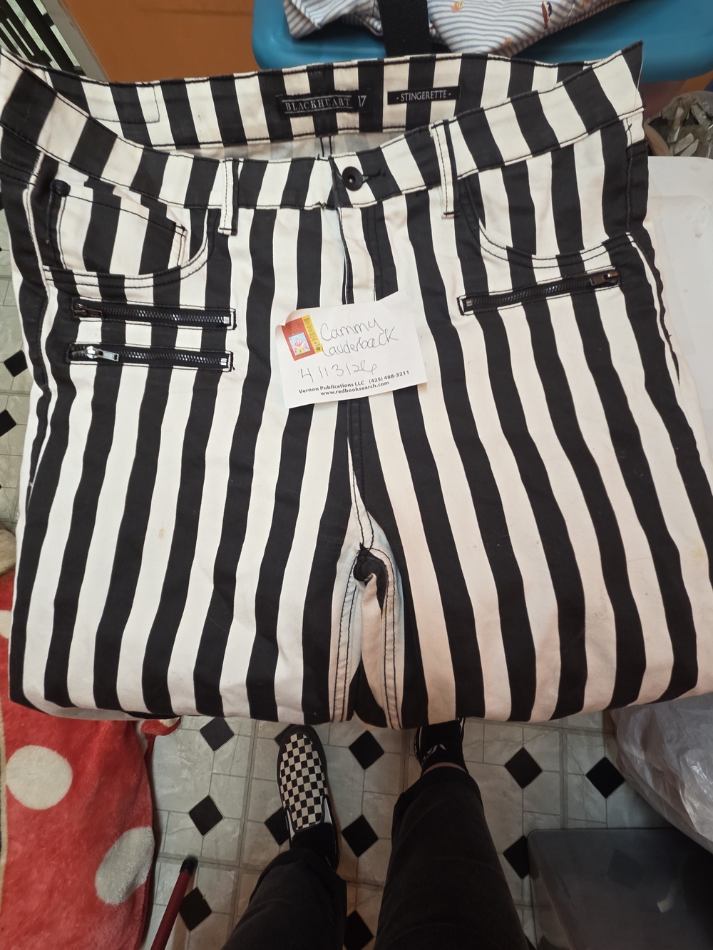 Blackheart skinny jens Black and White Vertical Stripe